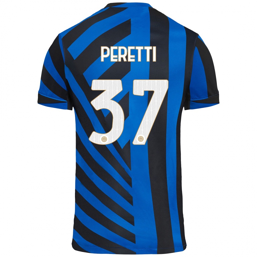 Niño Camiseta Lorenzo Peretti #37 Azul Negro 1ª Equipación 2024/25 La Camisa Chile