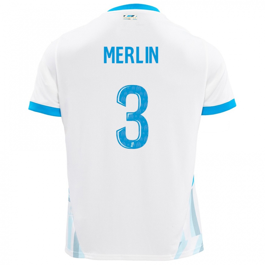 Niño Camiseta Quentin Merlin #3 Blanco Azul Cielo 1ª Equipación 2024/25 La Camisa Chile