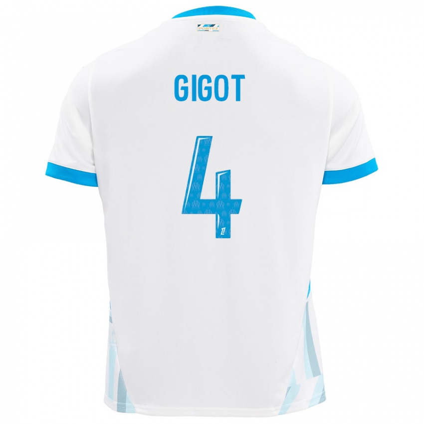 Niño Camiseta Samuel Gigot #4 Blanco Azul Cielo 1ª Equipación 2024/25 La Camisa Chile