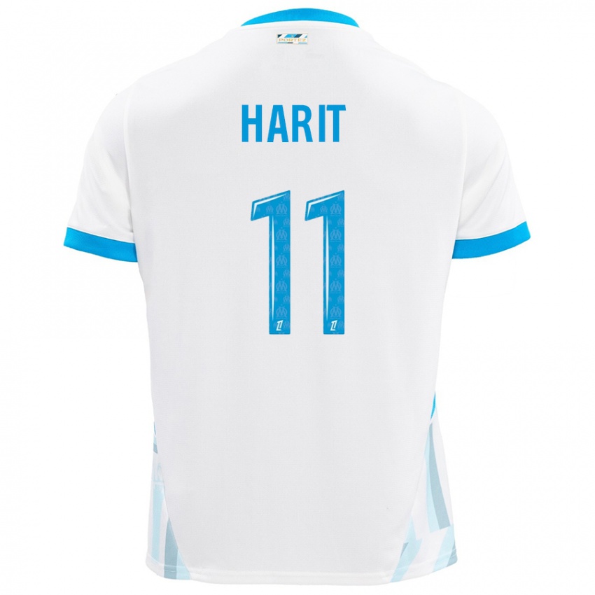 Niño Camiseta Amine Harit #11 Blanco Azul Cielo 1ª Equipación 2024/25 La Camisa Chile