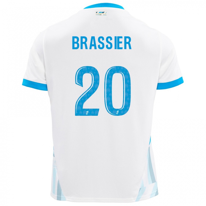 Niño Camiseta Lilian Brassier #20 Blanco Azul Cielo 1ª Equipación 2024/25 La Camisa Chile