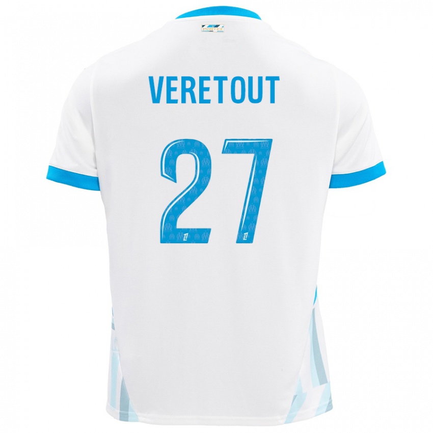 Niño Camiseta Jordan Veretout #27 Blanco Azul Cielo 1ª Equipación 2024/25 La Camisa Chile