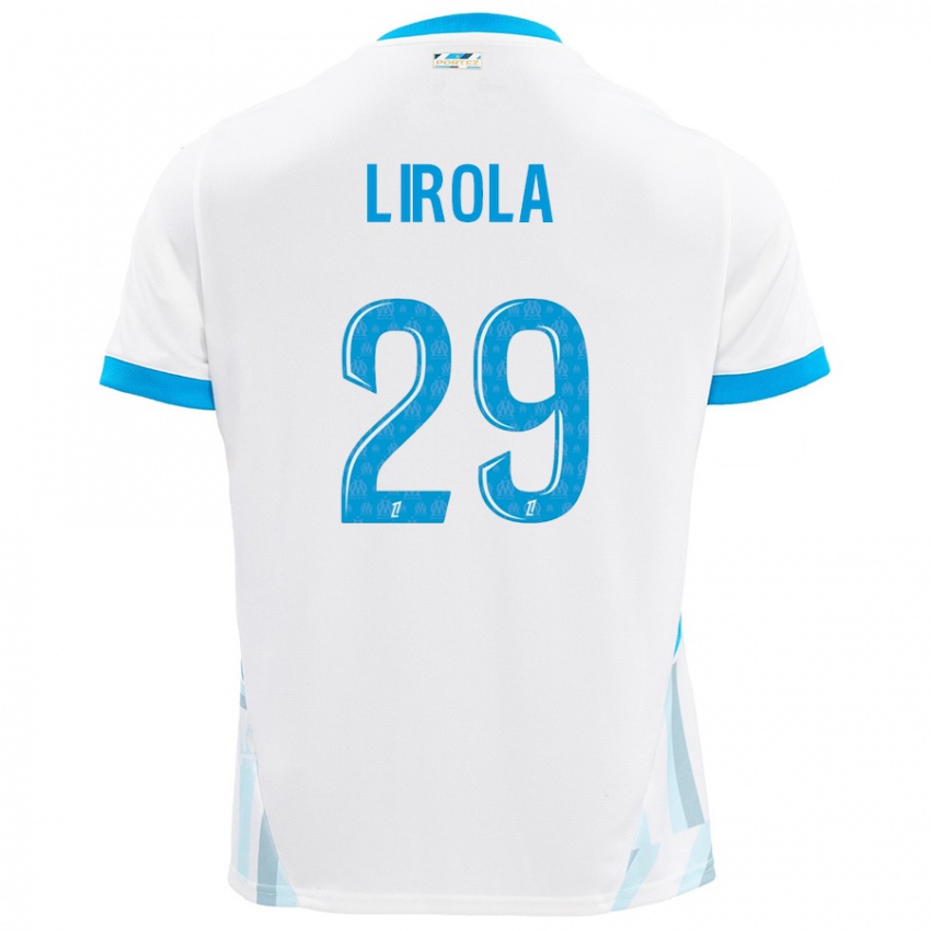 Niño Camiseta Pol Lirola #29 Blanco Azul Cielo 1ª Equipación 2024/25 La Camisa Chile