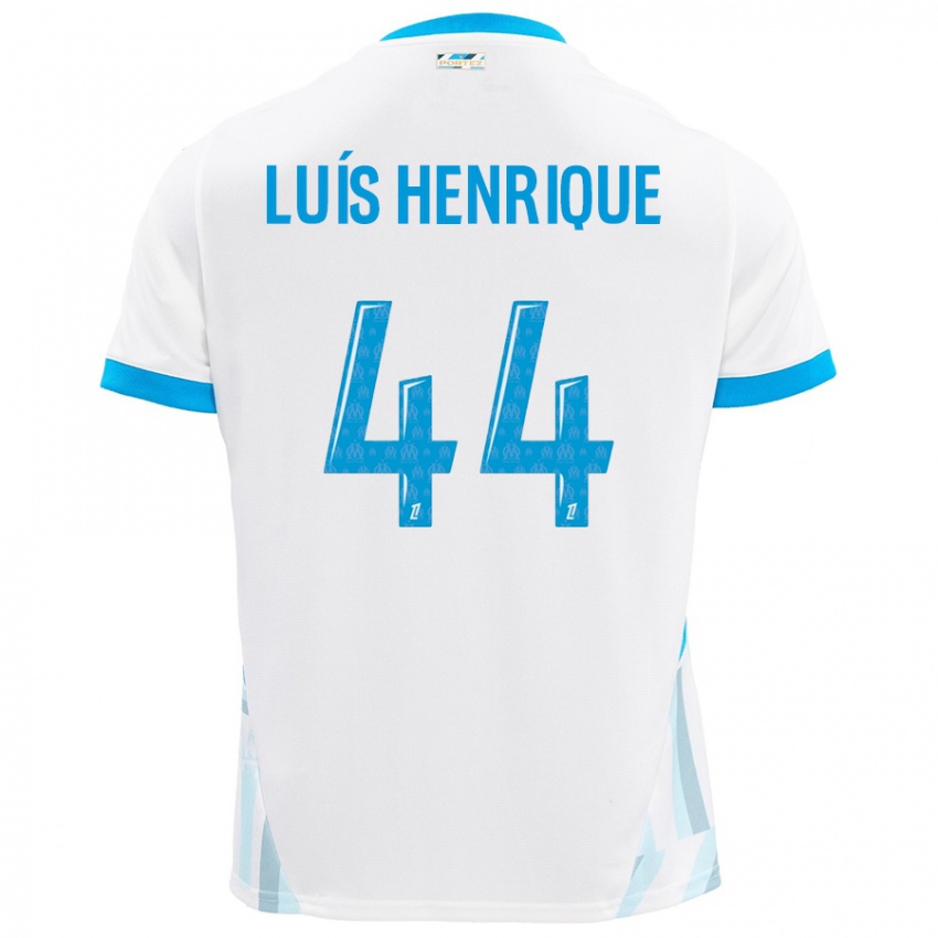 Niño Camiseta Luis Henrique #44 Blanco Azul Cielo 1ª Equipación 2024/25 La Camisa Chile