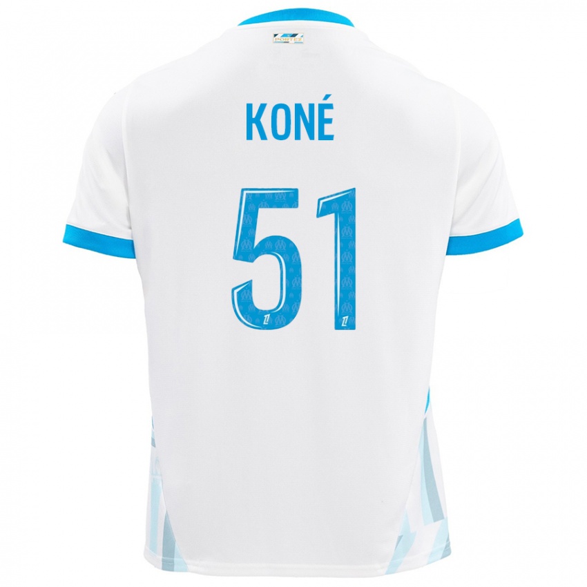 Niño Camiseta Ismaël Koné #51 Blanco Azul Cielo 1ª Equipación 2024/25 La Camisa Chile