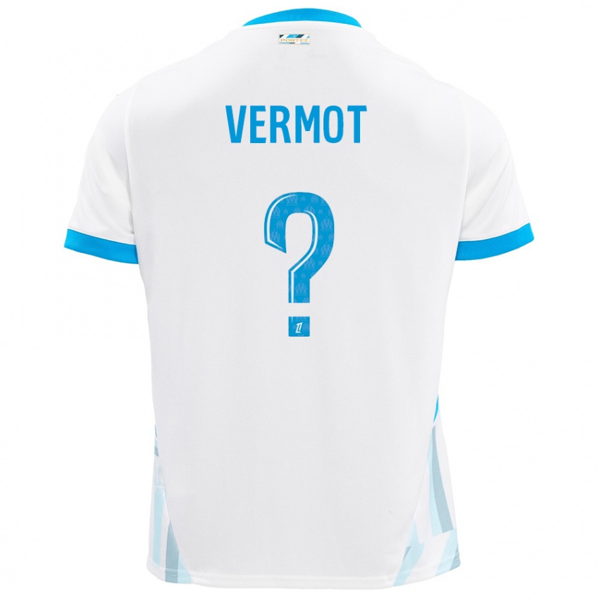 Niño Camiseta Théo Vermot #0 Blanco Azul Cielo 1ª Equipación 2024/25 La Camisa Chile