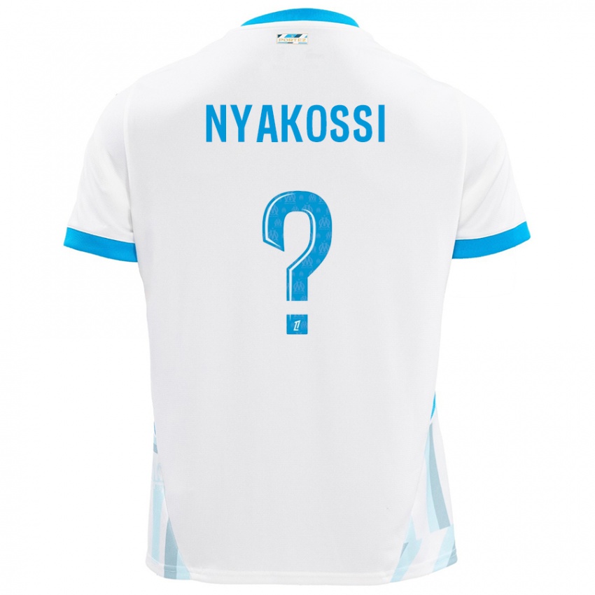 Niño Camiseta Roggerio Nyakossi #0 Blanco Azul Cielo 1ª Equipación 2024/25 La Camisa Chile