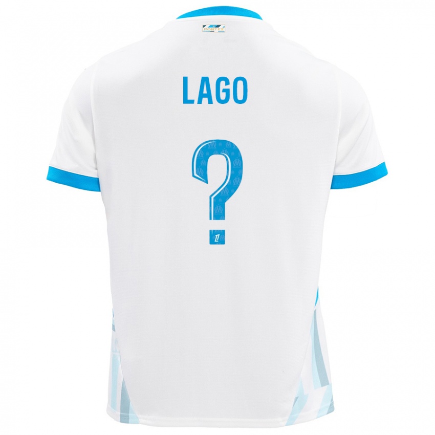 Niño Camiseta Ange Lago #0 Blanco Azul Cielo 1ª Equipación 2024/25 La Camisa Chile