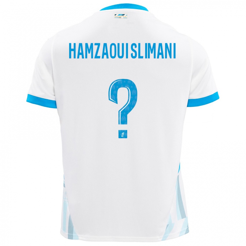 Niño Camiseta Hilan Hamzaoui Slimani #0 Blanco Azul Cielo 1ª Equipación 2024/25 La Camisa Chile