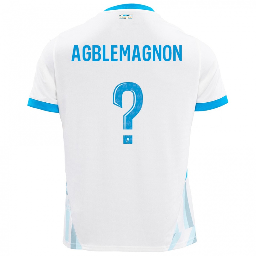 Niño Camiseta Jordan Agblemagnon #0 Blanco Azul Cielo 1ª Equipación 2024/25 La Camisa Chile