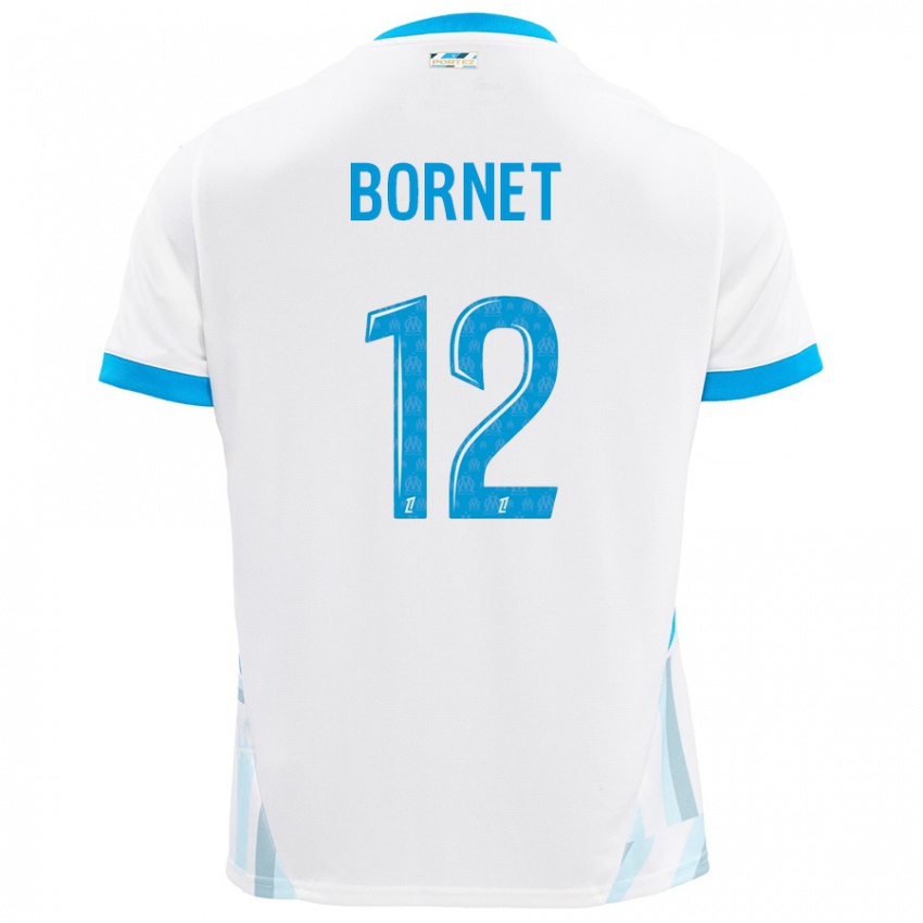 Niño Camiseta Camille Bornet #12 Blanco Azul Cielo 1ª Equipación 2024/25 La Camisa Chile