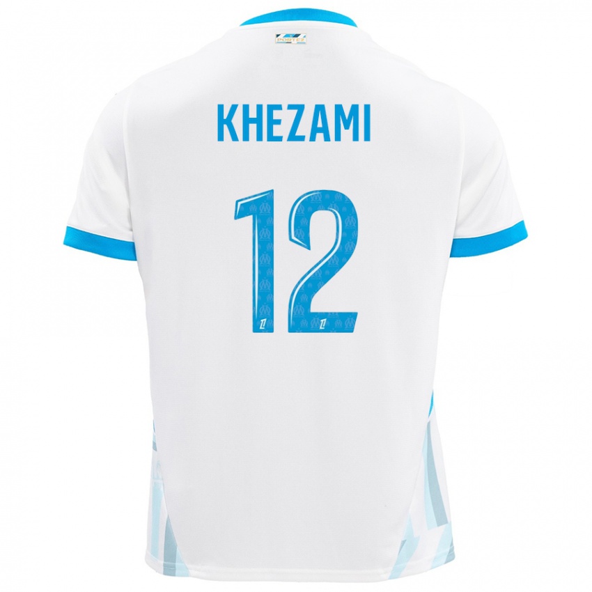 Niño Camiseta Roselène Khezami #12 Blanco Azul Cielo 1ª Equipación 2024/25 La Camisa Chile