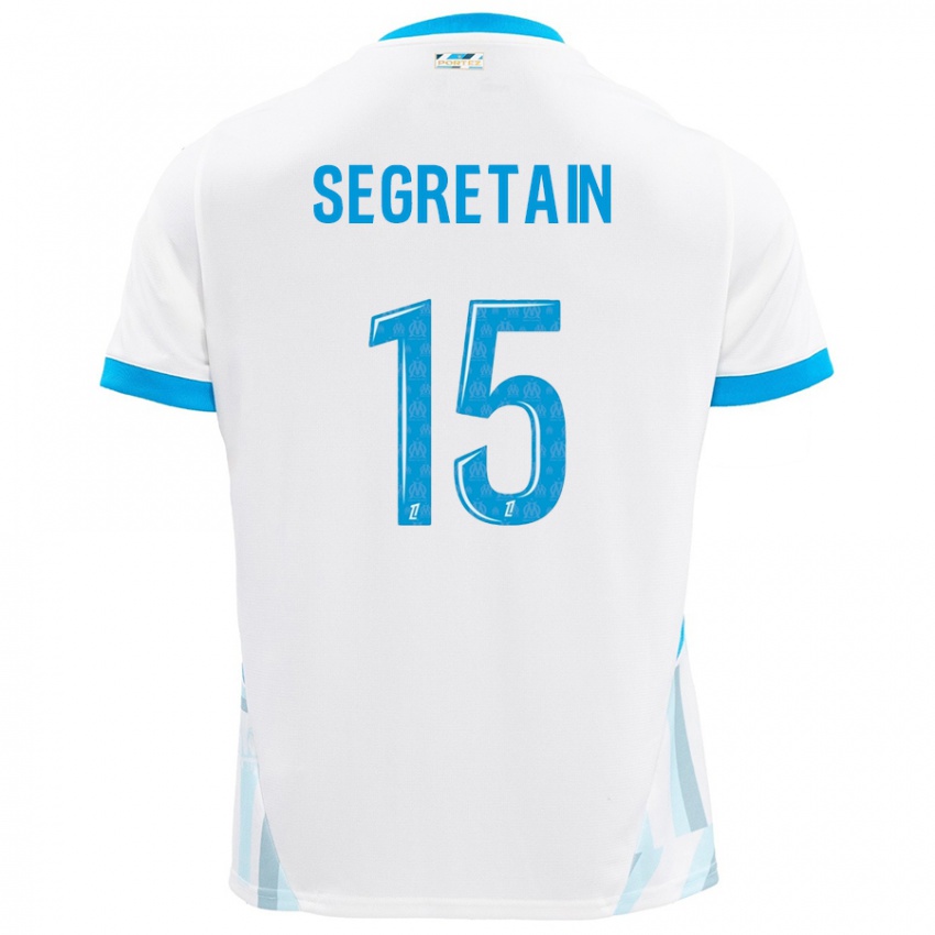 Niño Camiseta Julie Ségrétain #15 Blanco Azul Cielo 1ª Equipación 2024/25 La Camisa Chile