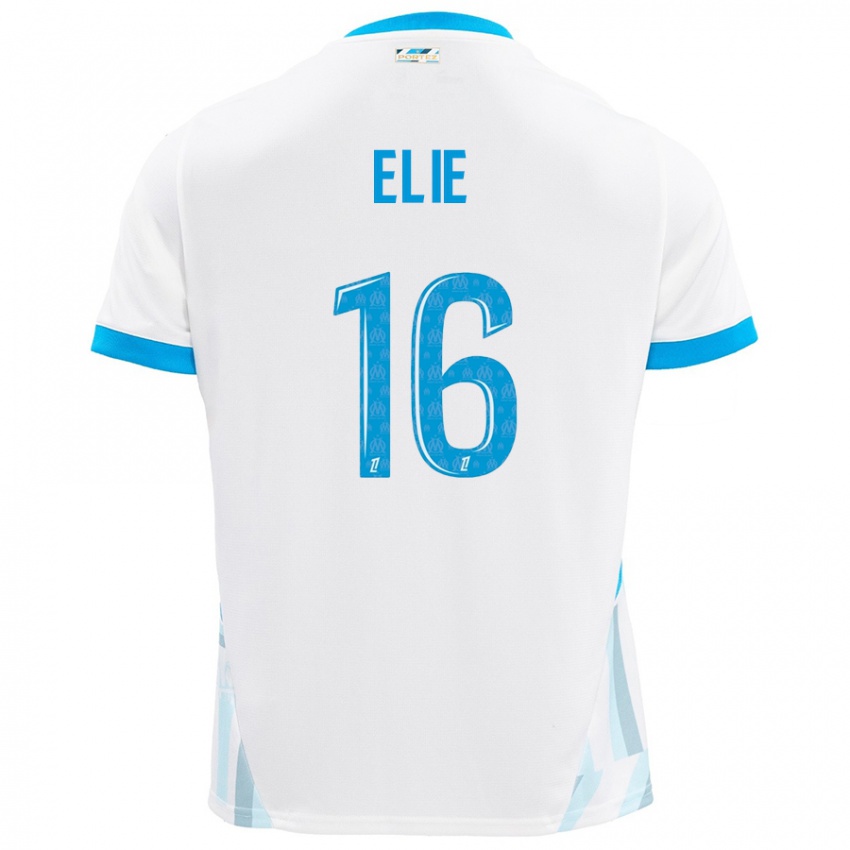 Niño Camiseta Anaïs Elie #16 Blanco Azul Cielo 1ª Equipación 2024/25 La Camisa Chile