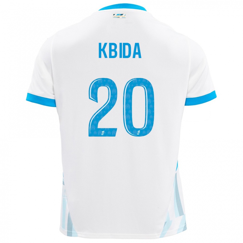 Niño Camiseta Inès Kbida #20 Blanco Azul Cielo 1ª Equipación 2024/25 La Camisa Chile