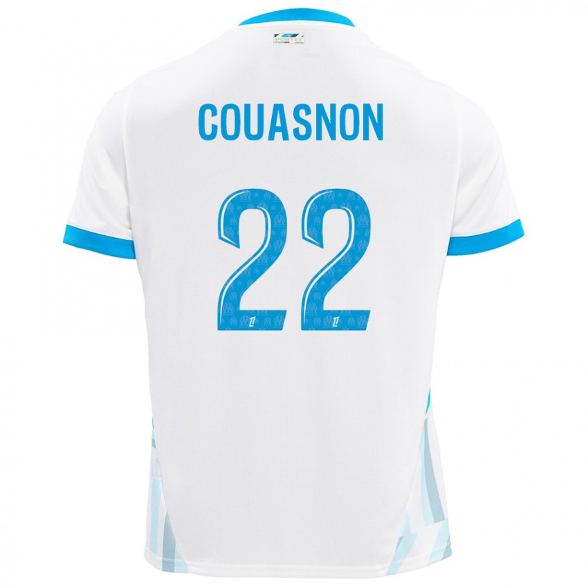 Niño Camiseta Roxane Couasnon #22 Blanco Azul Cielo 1ª Equipación 2024/25 La Camisa Chile