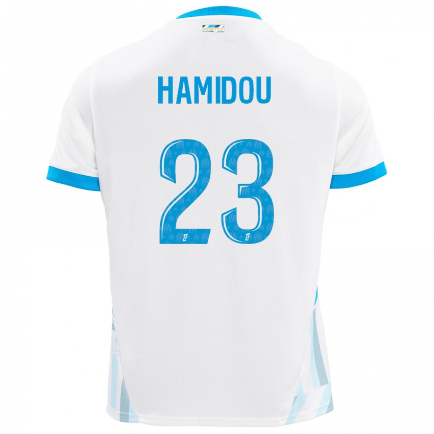 Niño Camiseta Jamila Hamidou #23 Blanco Azul Cielo 1ª Equipación 2024/25 La Camisa Chile