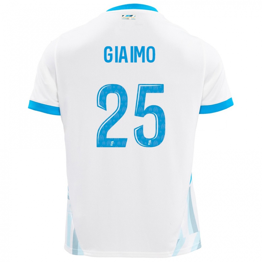 Niño Camiseta Carla Giaimo #25 Blanco Azul Cielo 1ª Equipación 2024/25 La Camisa Chile