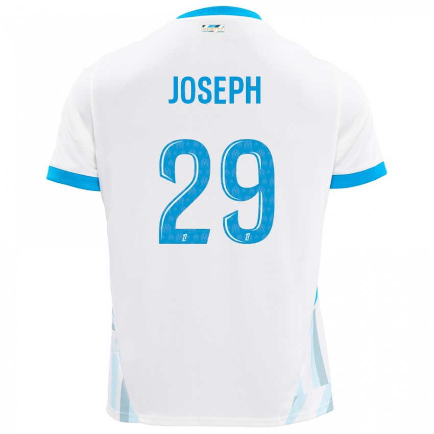 Niño Camiseta Darlina Joseph #29 Blanco Azul Cielo 1ª Equipación 2024/25 La Camisa Chile