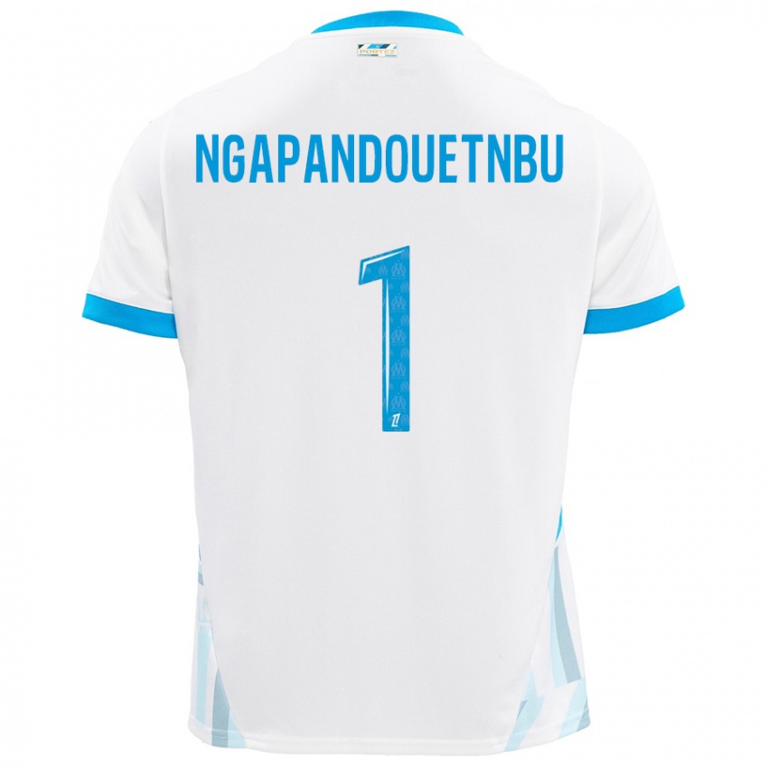 Niño Camiseta Simon Ngapandouetnbu #1 Blanco Azul Cielo 1ª Equipación 2024/25 La Camisa Chile