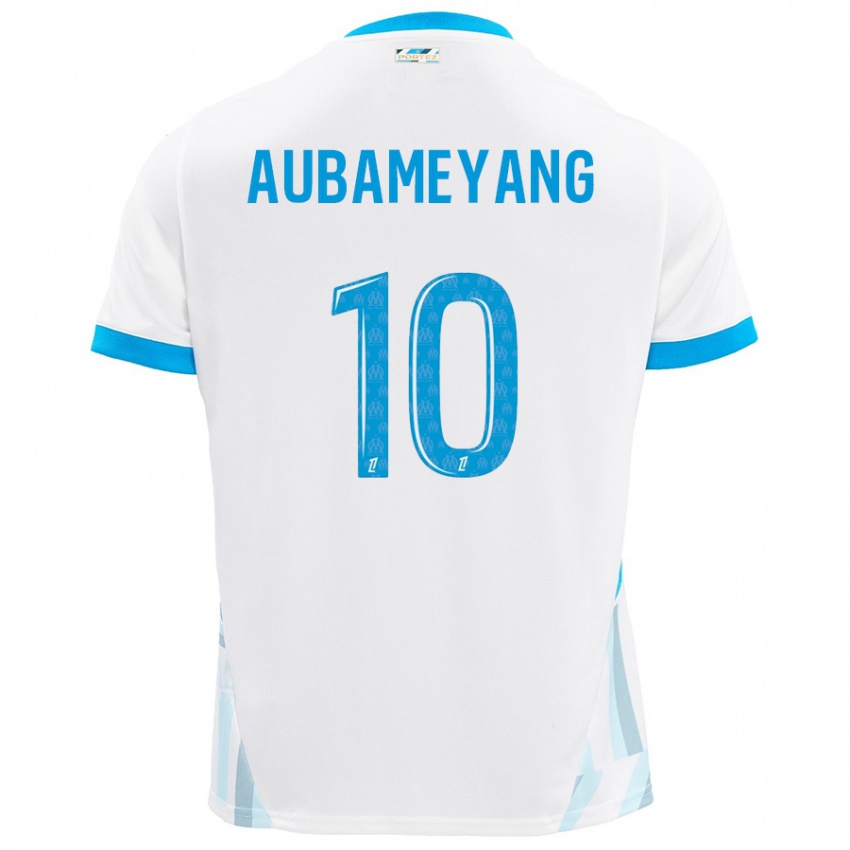 Niño Camiseta Pierre-Emerick Aubameyang #10 Blanco Azul Cielo 1ª Equipación 2024/25 La Camisa Chile