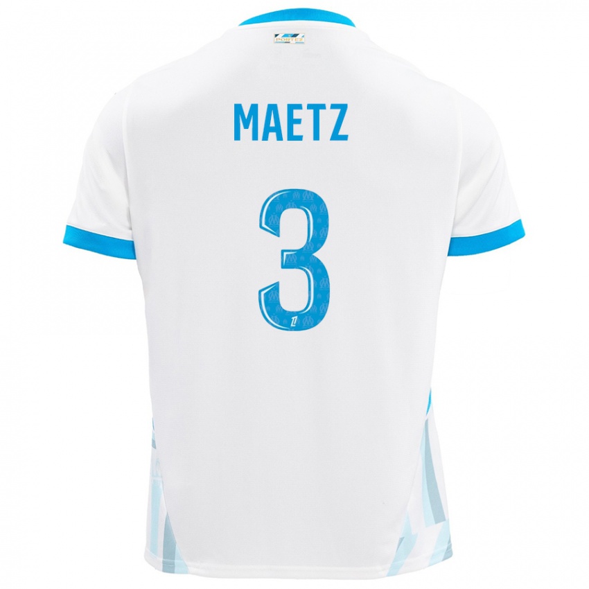 Niño Camiseta Agathe Maetz #3 Blanco Azul Cielo 1ª Equipación 2024/25 La Camisa Chile