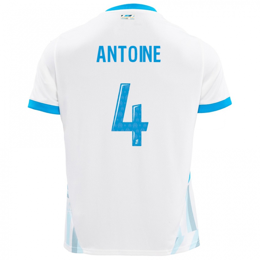 Niño Camiseta Maud Antoine #4 Blanco Azul Cielo 1ª Equipación 2024/25 La Camisa Chile