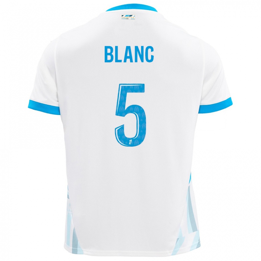 Niño Camiseta Amandine Blanc #5 Blanco Azul Cielo 1ª Equipación 2024/25 La Camisa Chile