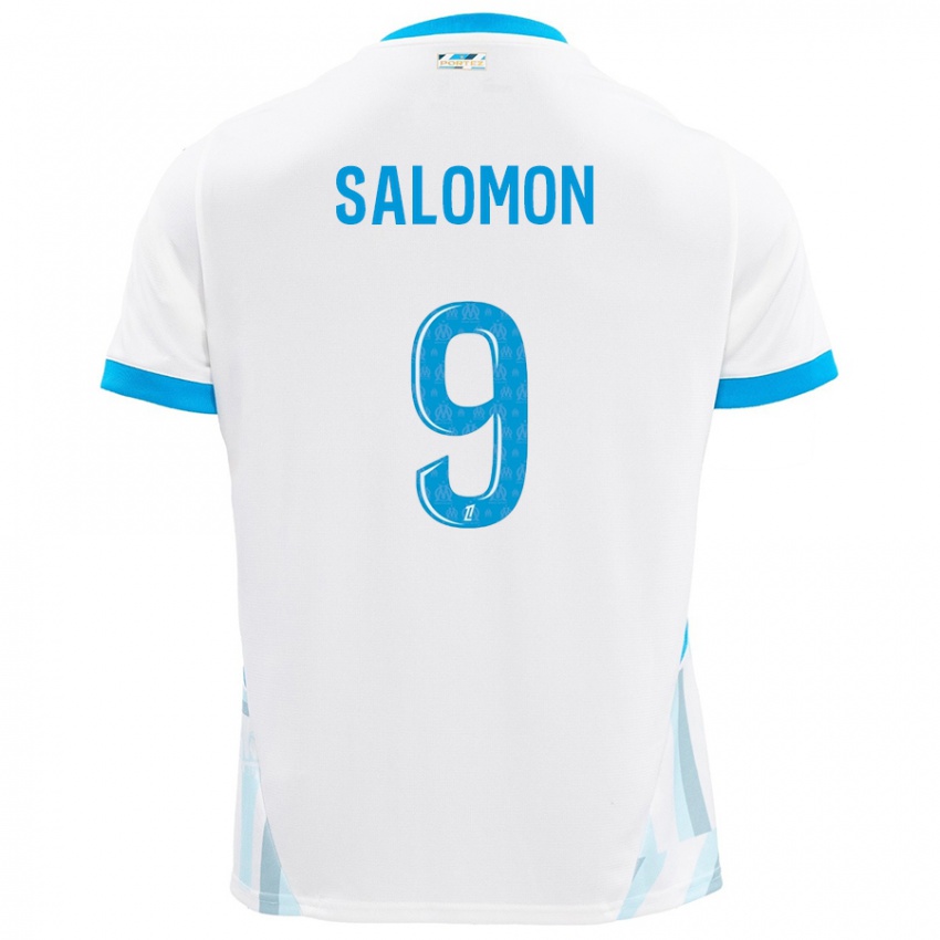 Niño Camiseta Maeva Salomon #9 Blanco Azul Cielo 1ª Equipación 2024/25 La Camisa Chile