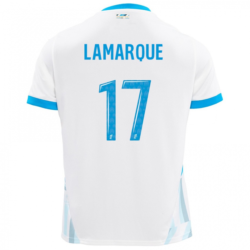 Niño Camiseta Alais Lamarque #17 Blanco Azul Cielo 1ª Equipación 2024/25 La Camisa Chile