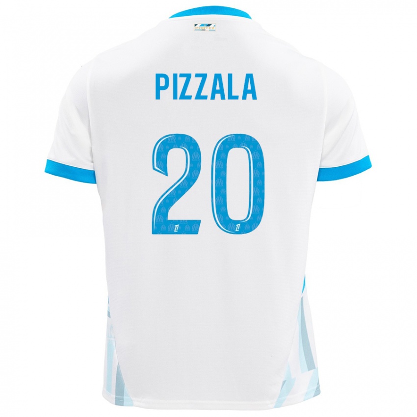 Niño Camiseta Caroline Pizzala #20 Blanco Azul Cielo 1ª Equipación 2024/25 La Camisa Chile