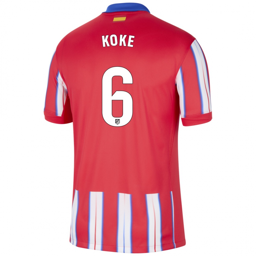 Niño Camiseta Koke #6 Rojo Blanco Azul 1ª Equipación 2024/25 La Camisa Chile