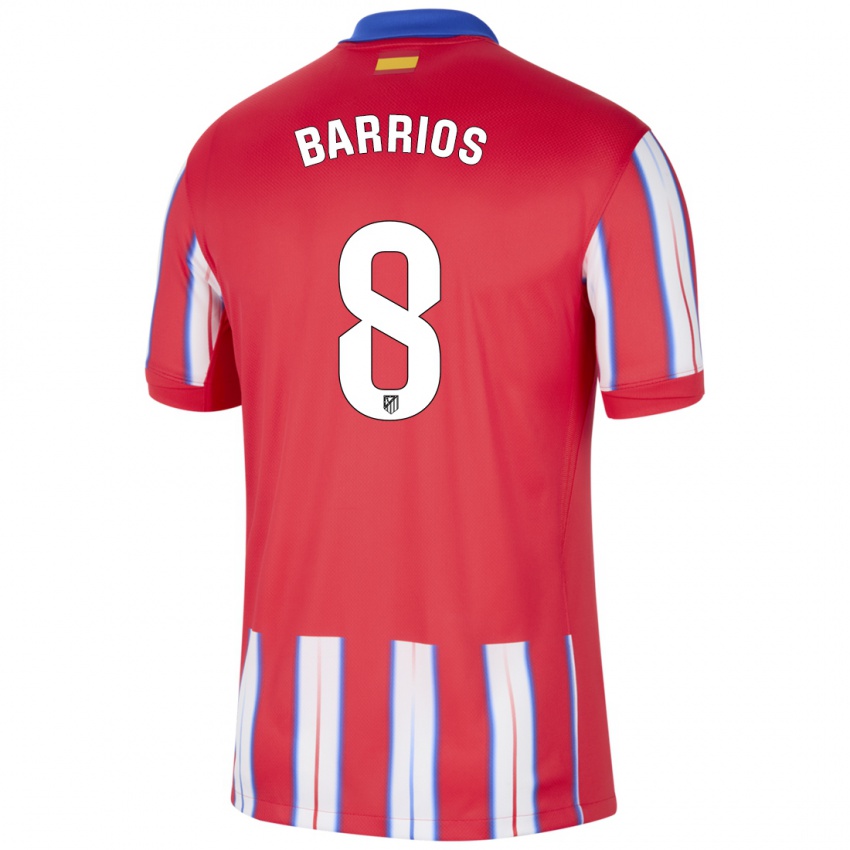 Niño Camiseta Pablo Barrios #8 Rojo Blanco Azul 1ª Equipación 2024/25 La Camisa Chile