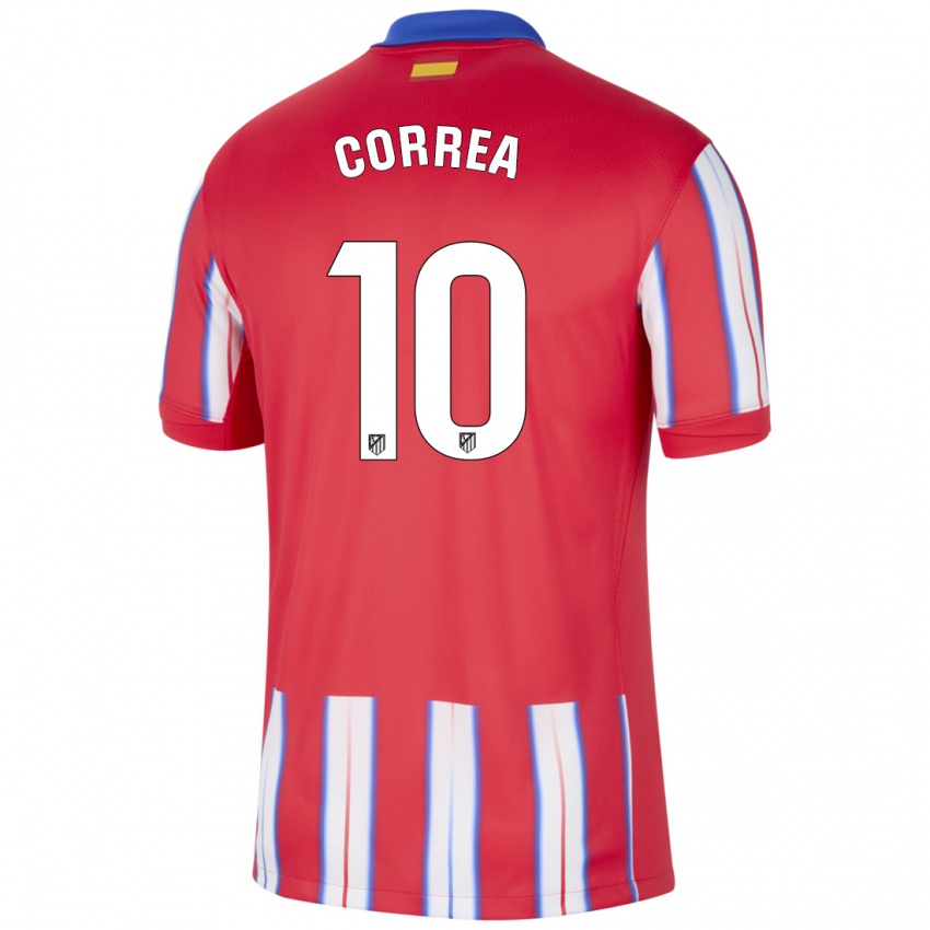 Niño Camiseta Angel Correa #10 Rojo Blanco Azul 1ª Equipación 2024/25 La Camisa Chile