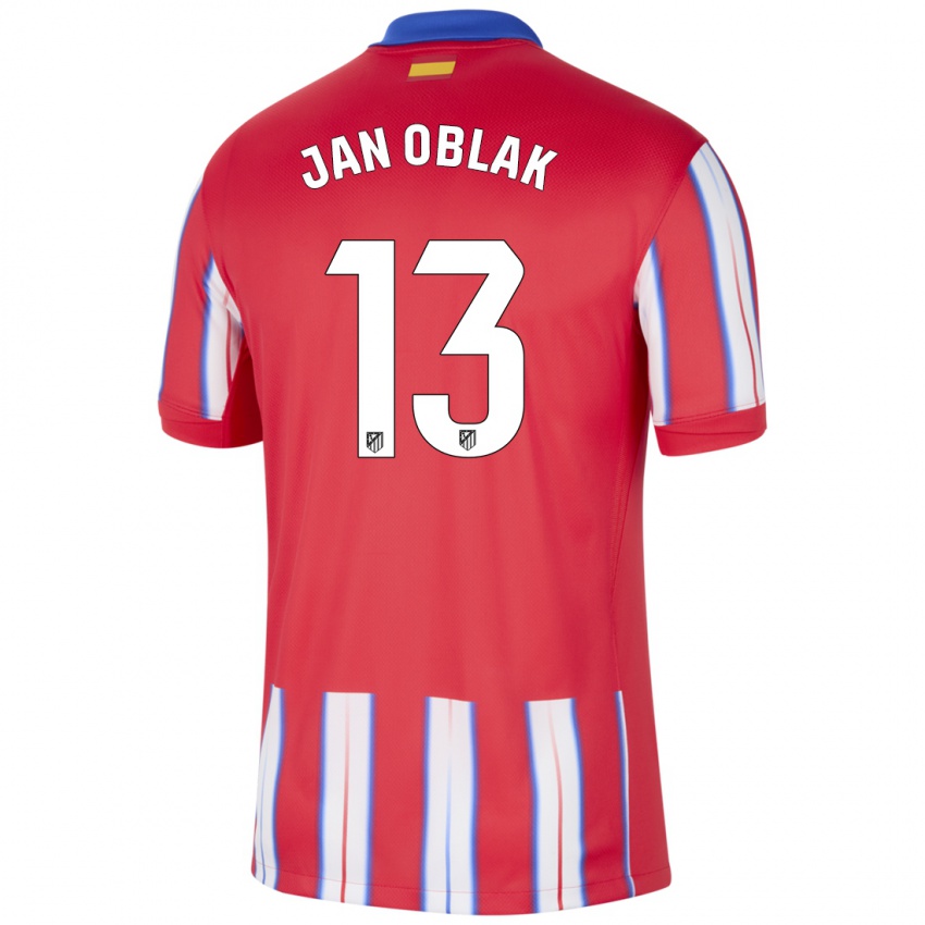 Niño Camiseta Jan Oblak #13 Rojo Blanco Azul 1ª Equipación 2024/25 La Camisa Chile