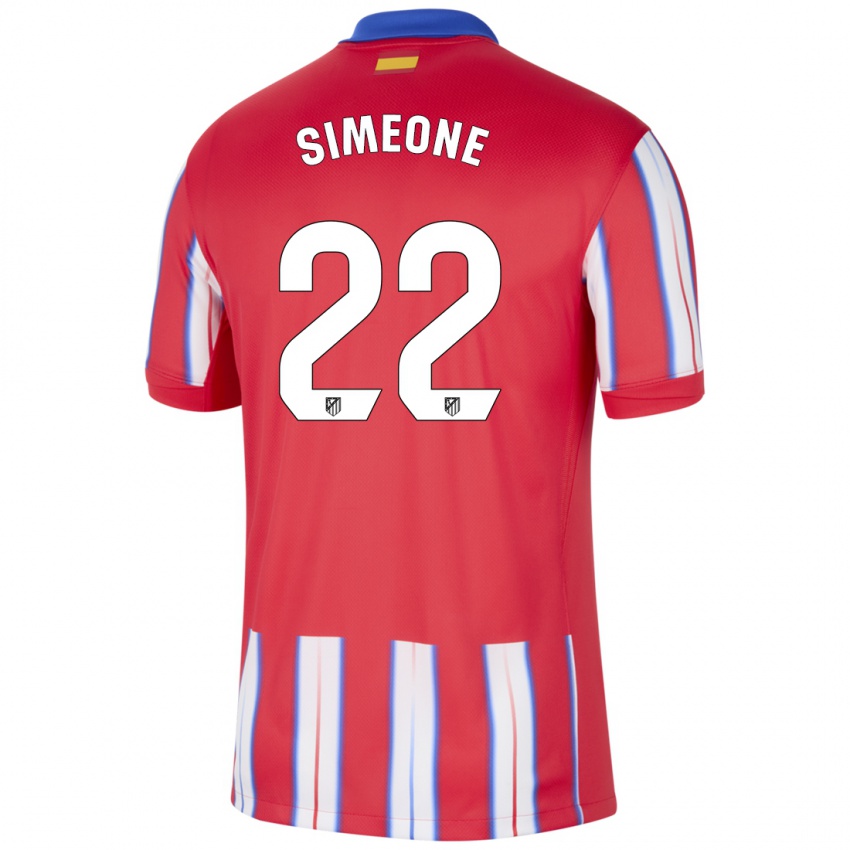 Niño Camiseta Giuliano Simeone #22 Rojo Blanco Azul 1ª Equipación 2024/25 La Camisa Chile