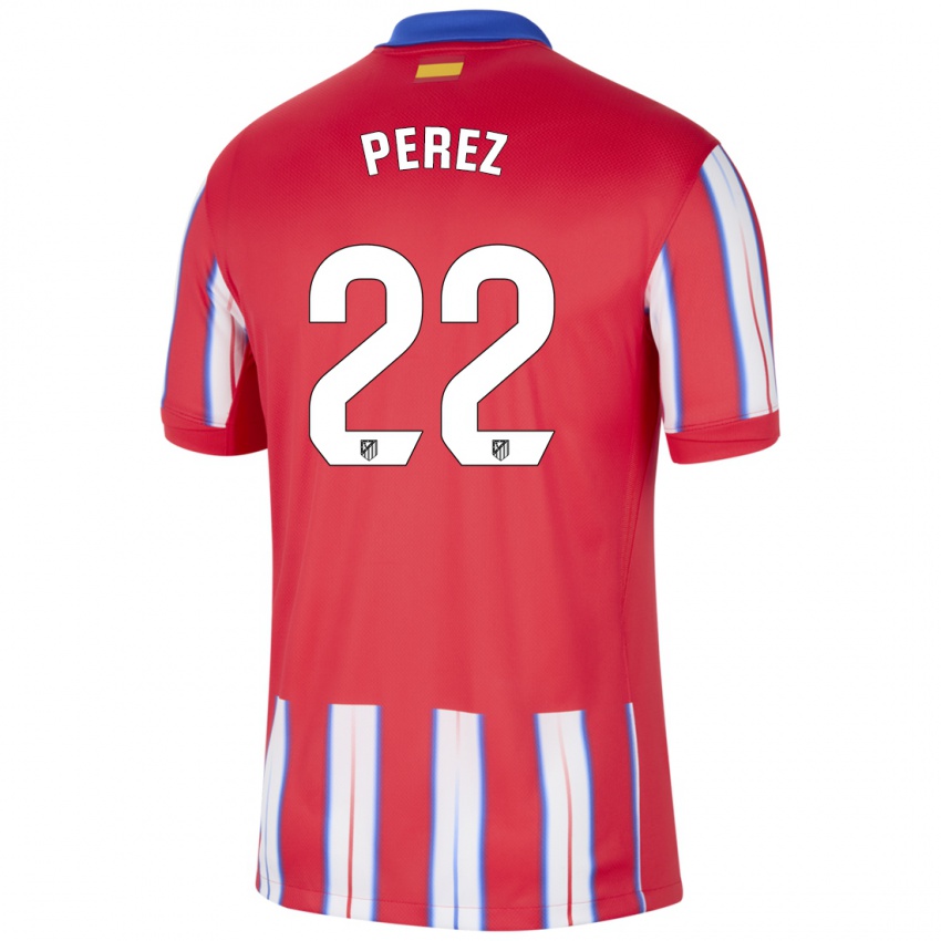 Niño Camiseta Pablo Pérez #22 Rojo Blanco Azul 1ª Equipación 2024/25 La Camisa Chile