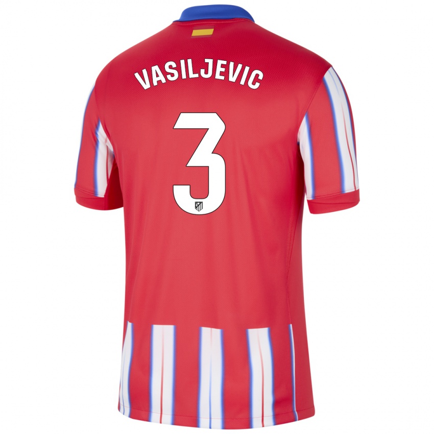 Niño Camiseta Ivan Vasiljevic #3 Rojo Blanco Azul 1ª Equipación 2024/25 La Camisa Chile