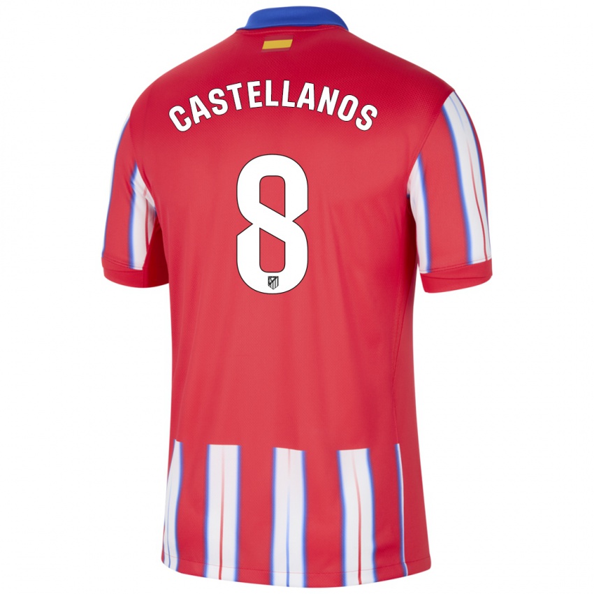 Niño Camiseta Jorge Castellanos #8 Rojo Blanco Azul 1ª Equipación 2024/25 La Camisa Chile