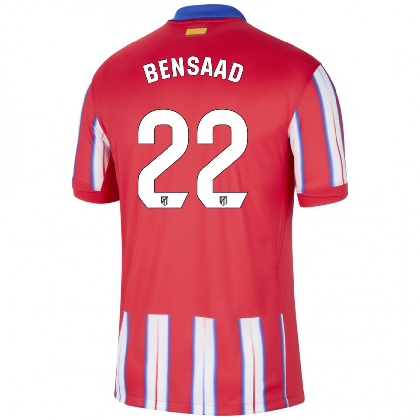 Niño Camiseta Adnane Bensaad #22 Rojo Blanco Azul 1ª Equipación 2024/25 La Camisa Chile