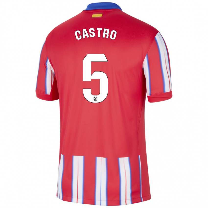 Niño Camiseta Oscar Castro #5 Rojo Blanco Azul 1ª Equipación 2024/25 La Camisa Chile