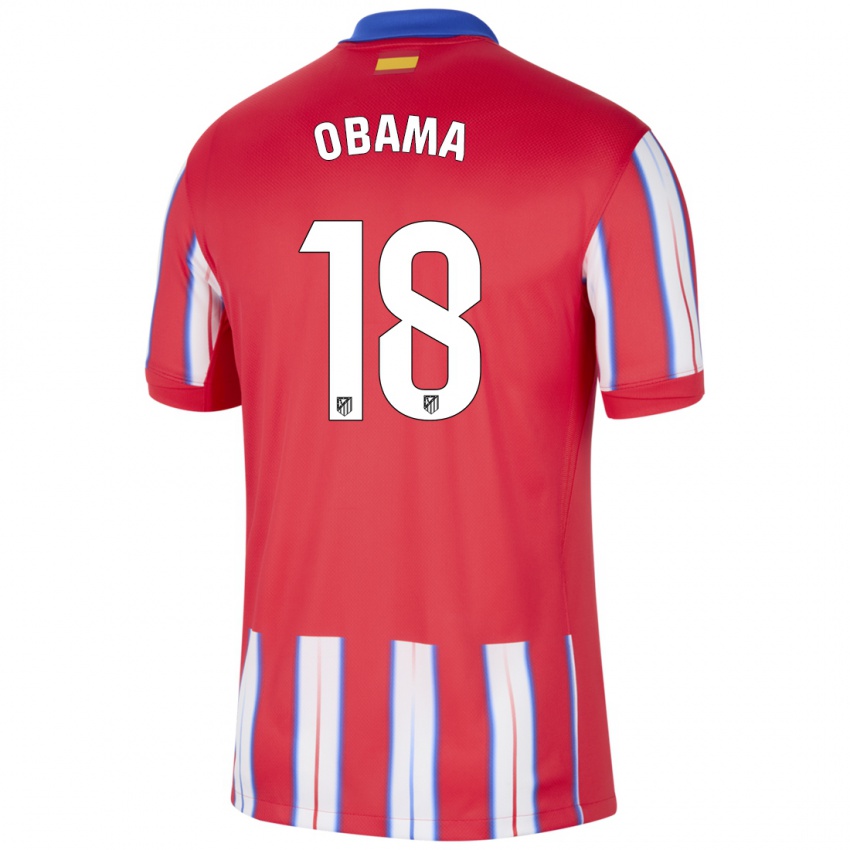 Niño Camiseta Salomon Obama #18 Rojo Blanco Azul 1ª Equipación 2024/25 La Camisa Chile