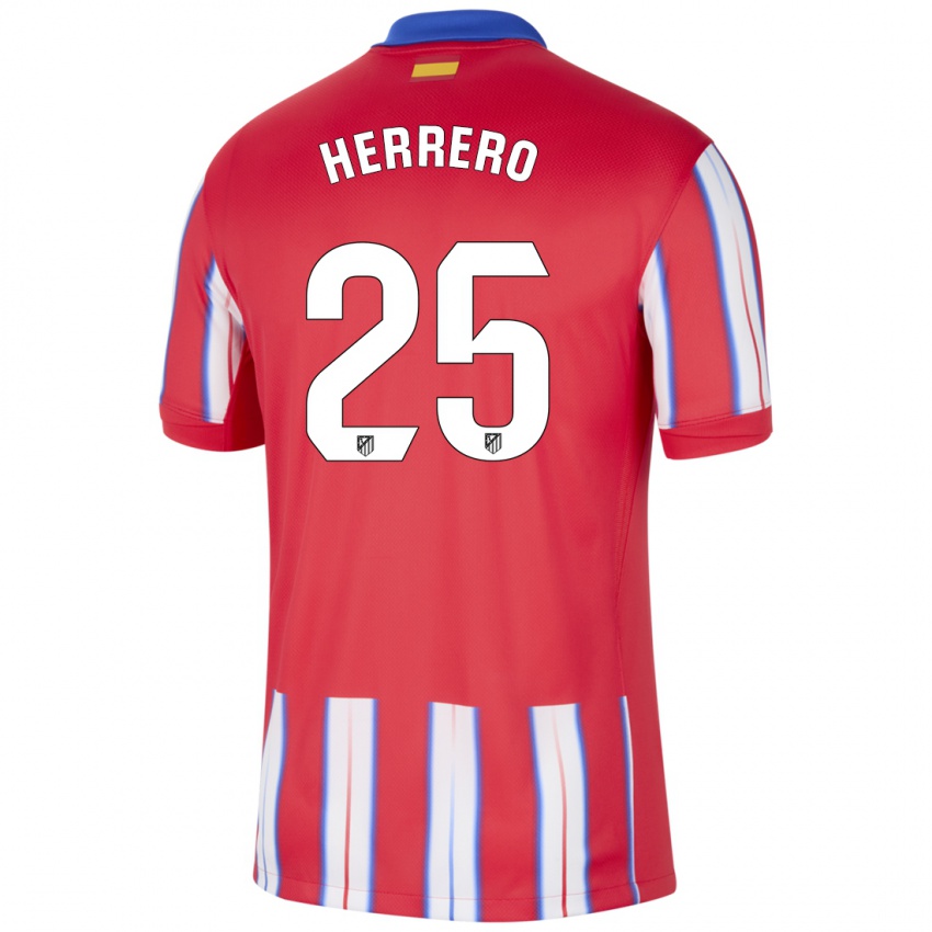 Niño Camiseta Alex Herrero #25 Rojo Blanco Azul 1ª Equipación 2024/25 La Camisa Chile