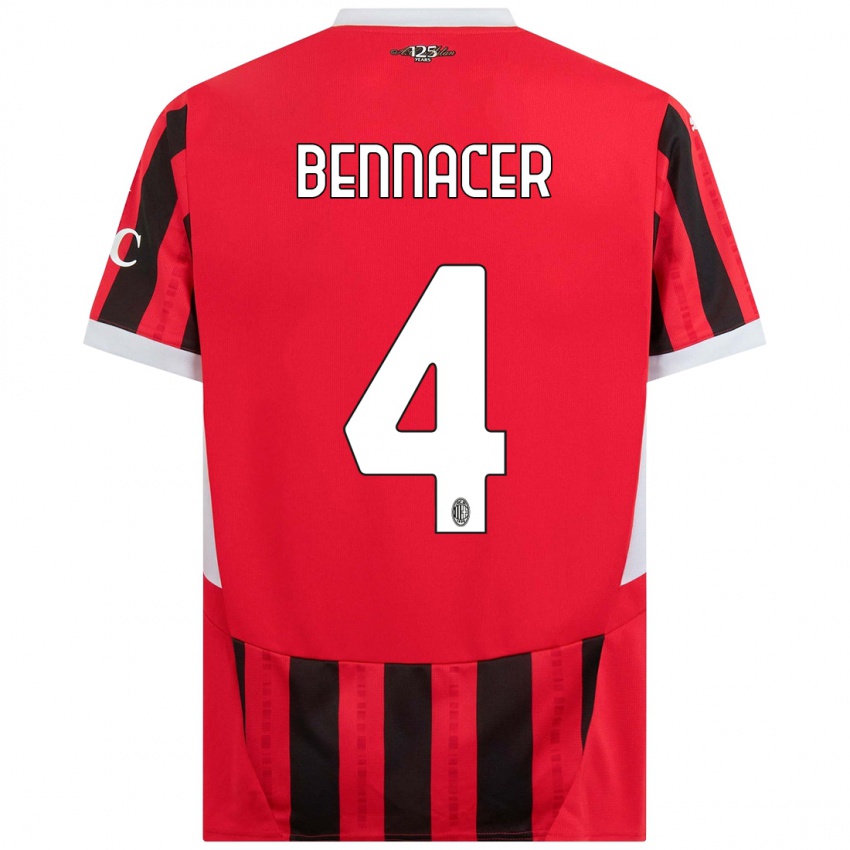 Niño Camiseta Ismael Bennacer #4 Rojo Negro 1ª Equipación 2024/25 La Camisa Chile