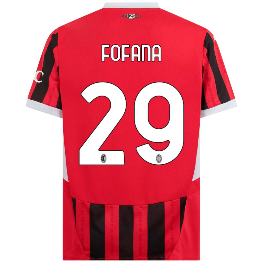 Niño Camiseta Youssouf Fofana #29 Rojo Negro 1ª Equipación 2024/25 La Camisa Chile