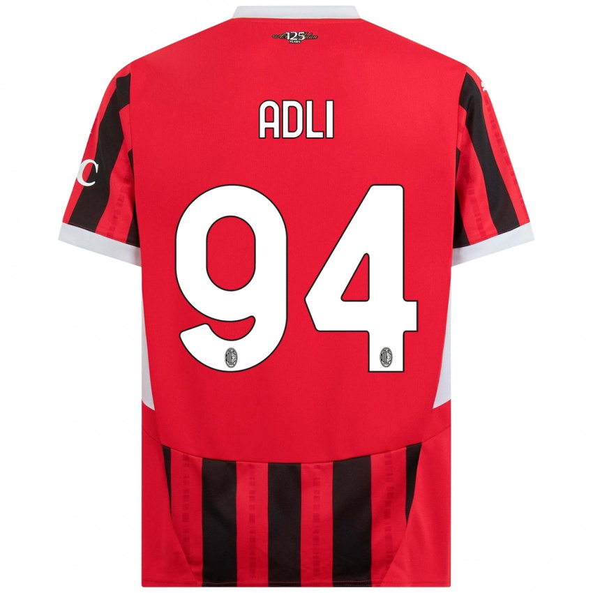 Niño Camiseta Yacine Adli #94 Rojo Negro 1ª Equipación 2024/25 La Camisa Chile