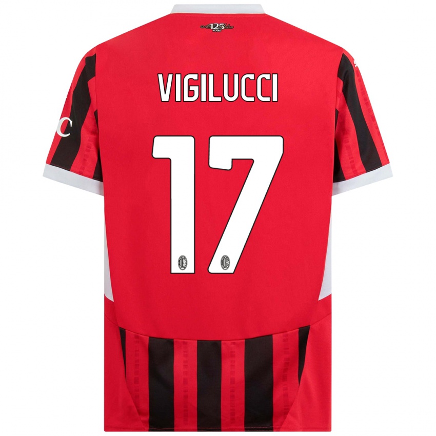 Niño Camiseta Valery Vigilucci #17 Rojo Negro 1ª Equipación 2024/25 La Camisa Chile