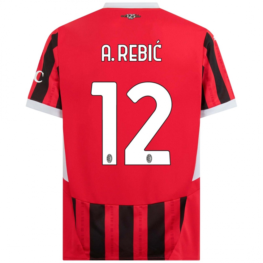 Niño Camiseta Ante Rebic #12 Rojo Negro 1ª Equipación 2024/25 La Camisa Chile