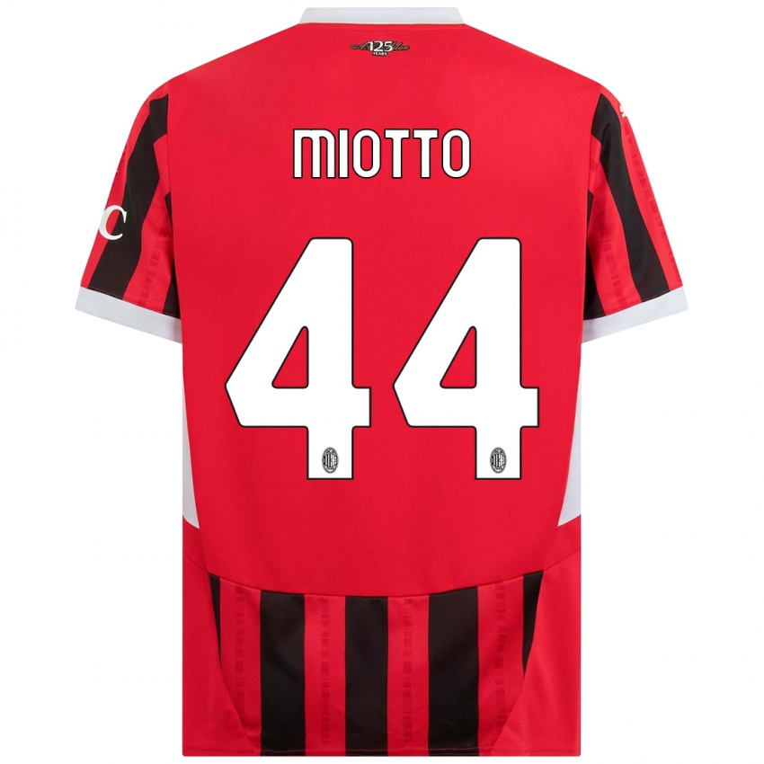 Niño Camiseta Giorgia Miotto #44 Rojo Negro 1ª Equipación 2024/25 La Camisa Chile