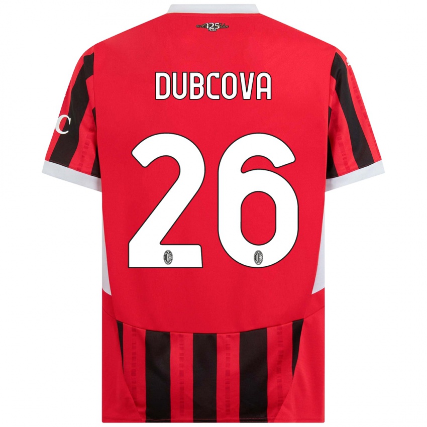 Niño Camiseta Michaela Dubcova #26 Rojo Negro 1ª Equipación 2024/25 La Camisa Chile